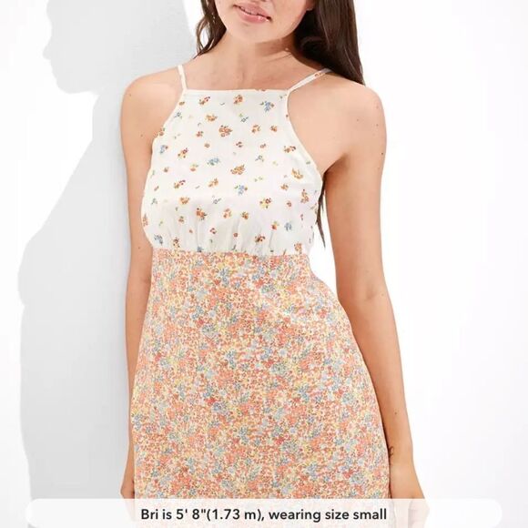 Vintage American Eagle Linen blend babydoll AE Floral Cami Mini Dress coquette - Picture 1 of 9